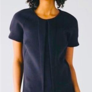 Black Lululemon Keepsake Top Pleated Short Sleeve Zip Pocket